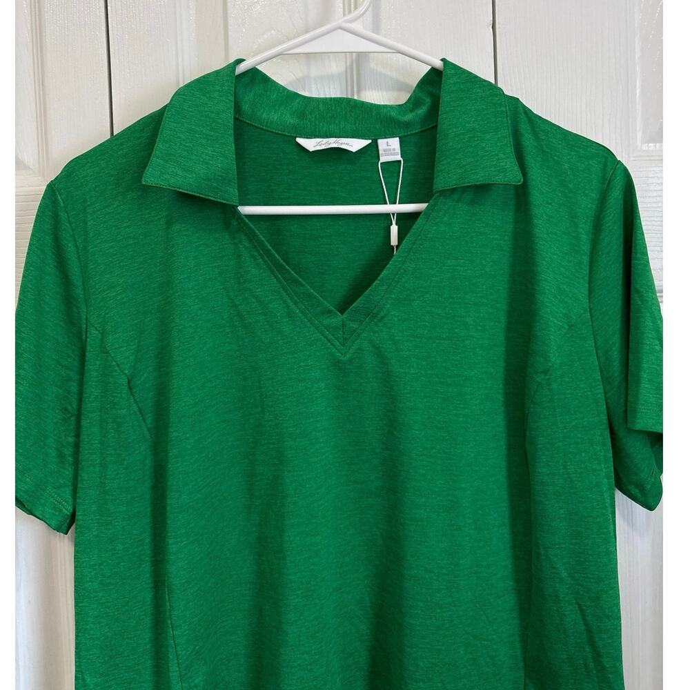 Lady Hagen NWT Vibrant Green Active Quick Dry UPF Open Neck Polo Large - Picture 2 of 6